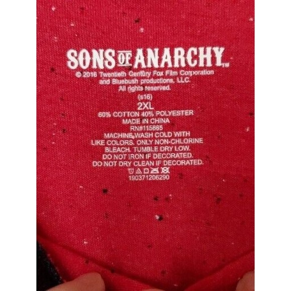Sons of Anarchy Raglan Regular Fit T-Shirt Men's 2XL Red Black Graphic Print - Picture 3 of 6